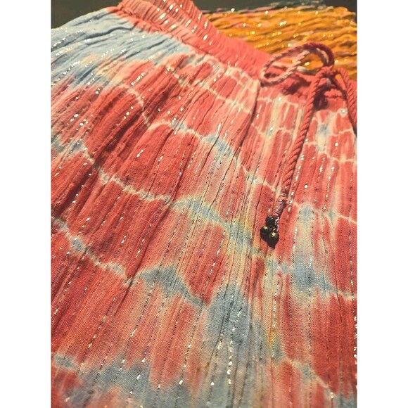 Lotus Boho Pink Shimmer Tye-dye Colorful Festival Cotton Skirt Size Large - Picture 10 of 12